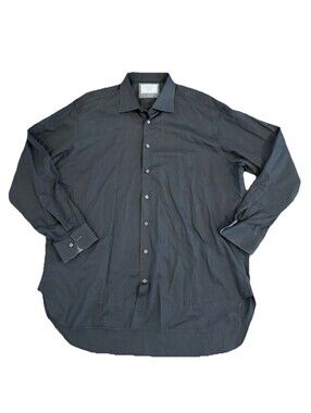 Charles Tyrwhitt Black Dress Shirt Mens 18/37 XL Jermyn Street 100% Cotton